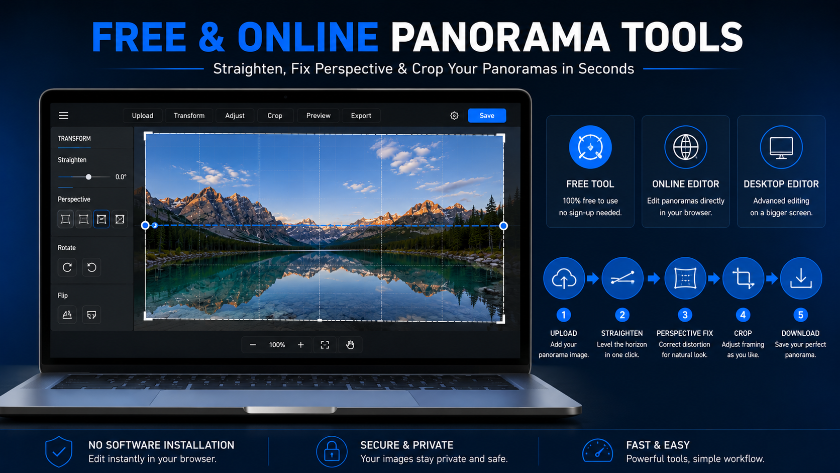 Online tools are useful for quick panorama correction when you do not have professional editing software.